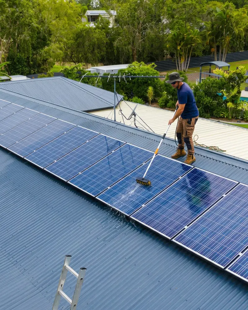 Cleaning-solar-panels-on-home Cleaning solar panels on home